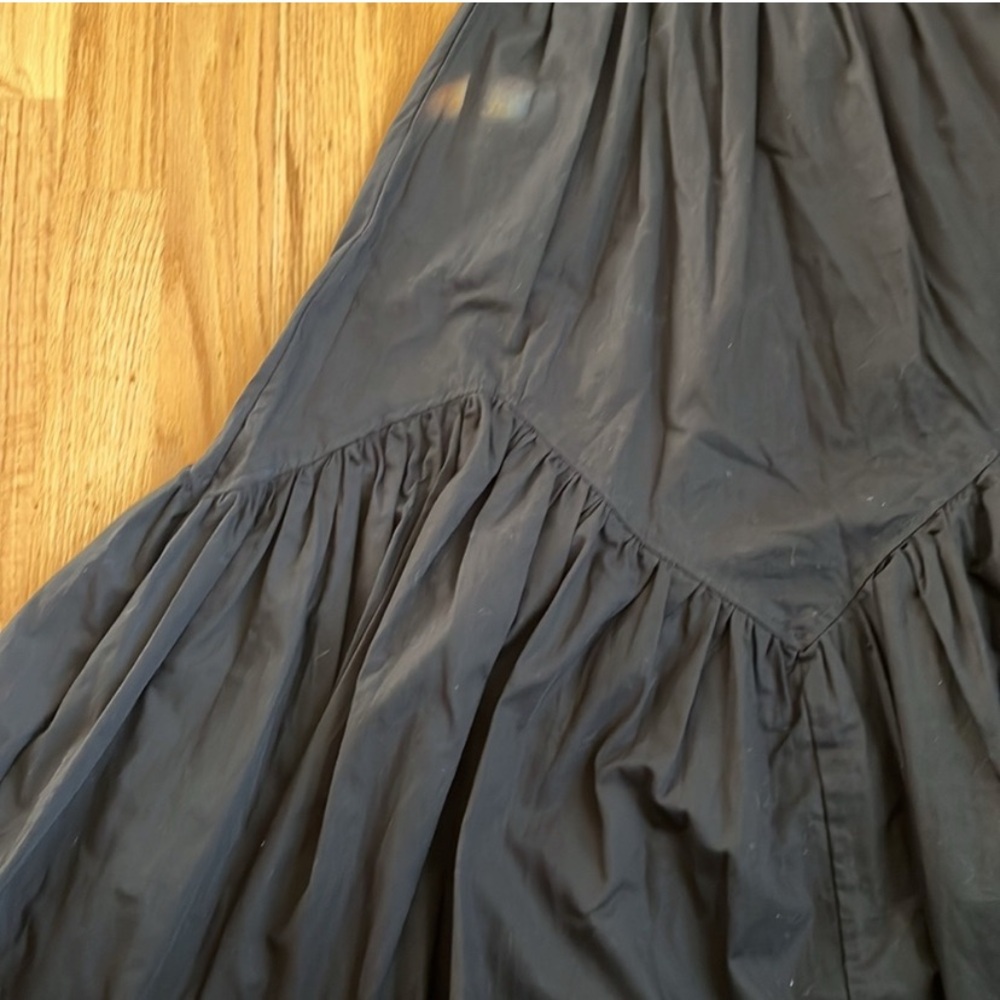 ANTHROPOLOGIE Beachgold Cotton Poplin Gathered Tiered Maxi Skirt, Black XS - Picture 3 of 3